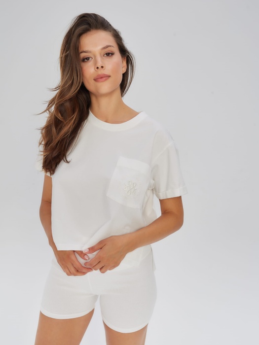 T-shirt śmietankowa biel bawełna CRUZ marlu.pl