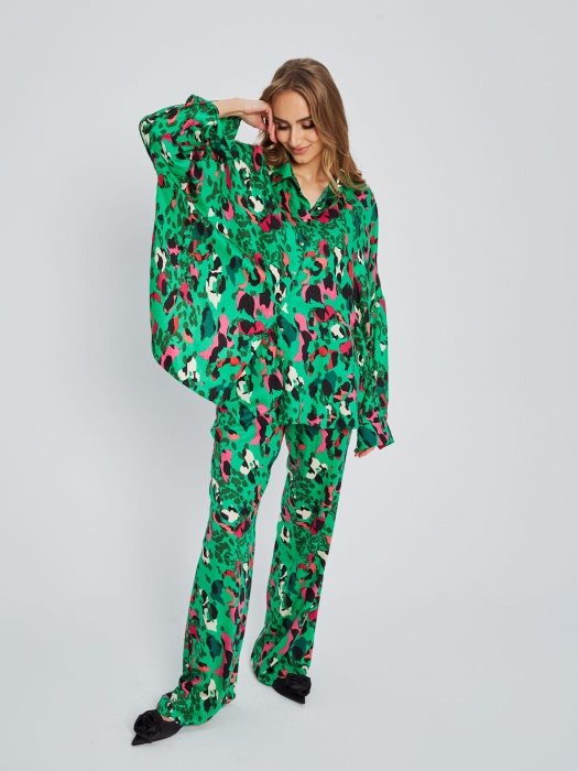 koszula oversize zielona print w panterę AVERE marlu.pl