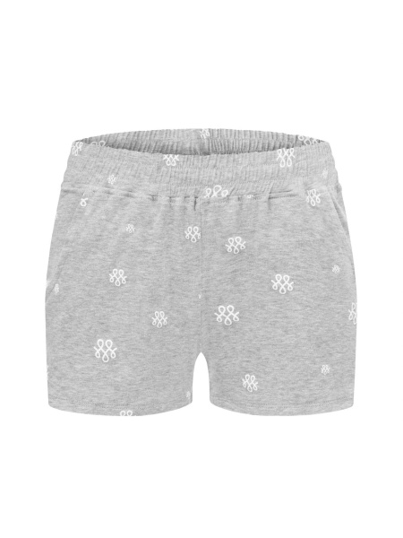 Gray pajama shorts with a print