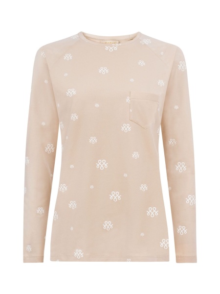 Beige long-sleeved nightdress